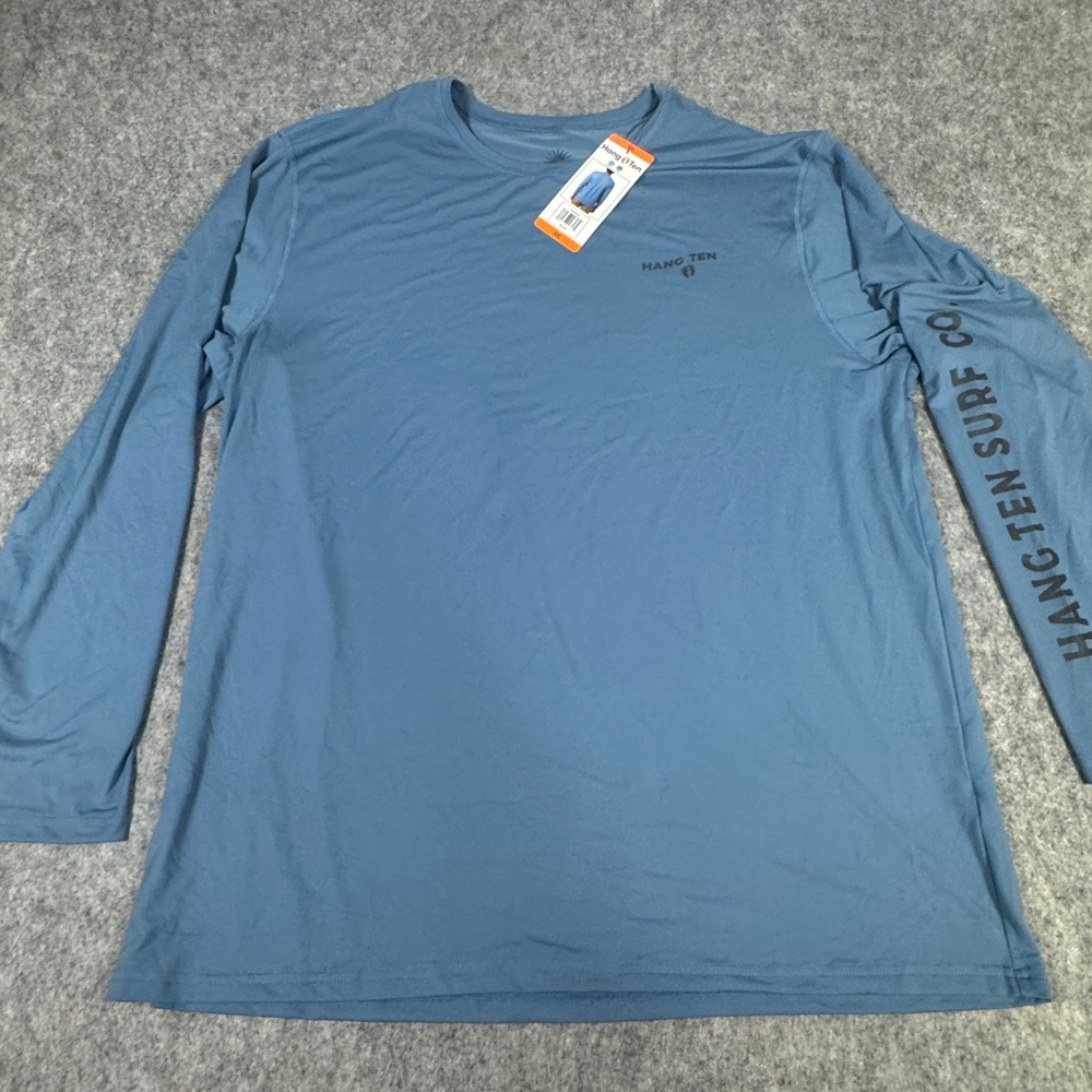 Hang Ten Mens XXL Blue Long Sleeve UPF 50+ Sun Shirt Surf Co Graphic A8359715PS